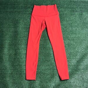Lululemon High Rise 7/8 Leggings Pants Solid Orange Size 6 Reversible Yoga Pants